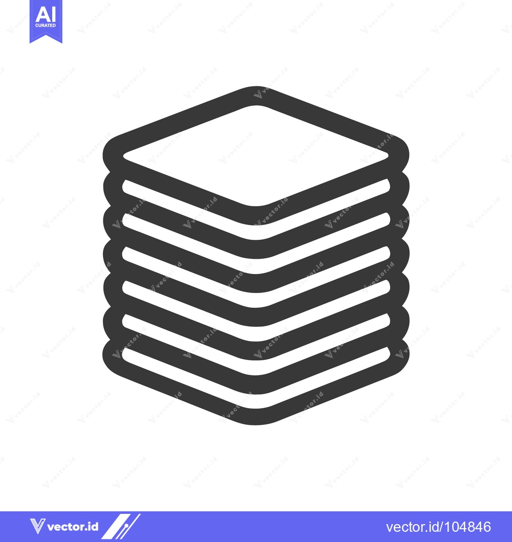Premium Vector dari Stacked Layers: Minimalist Icon of Data or Documents in Black and Whit