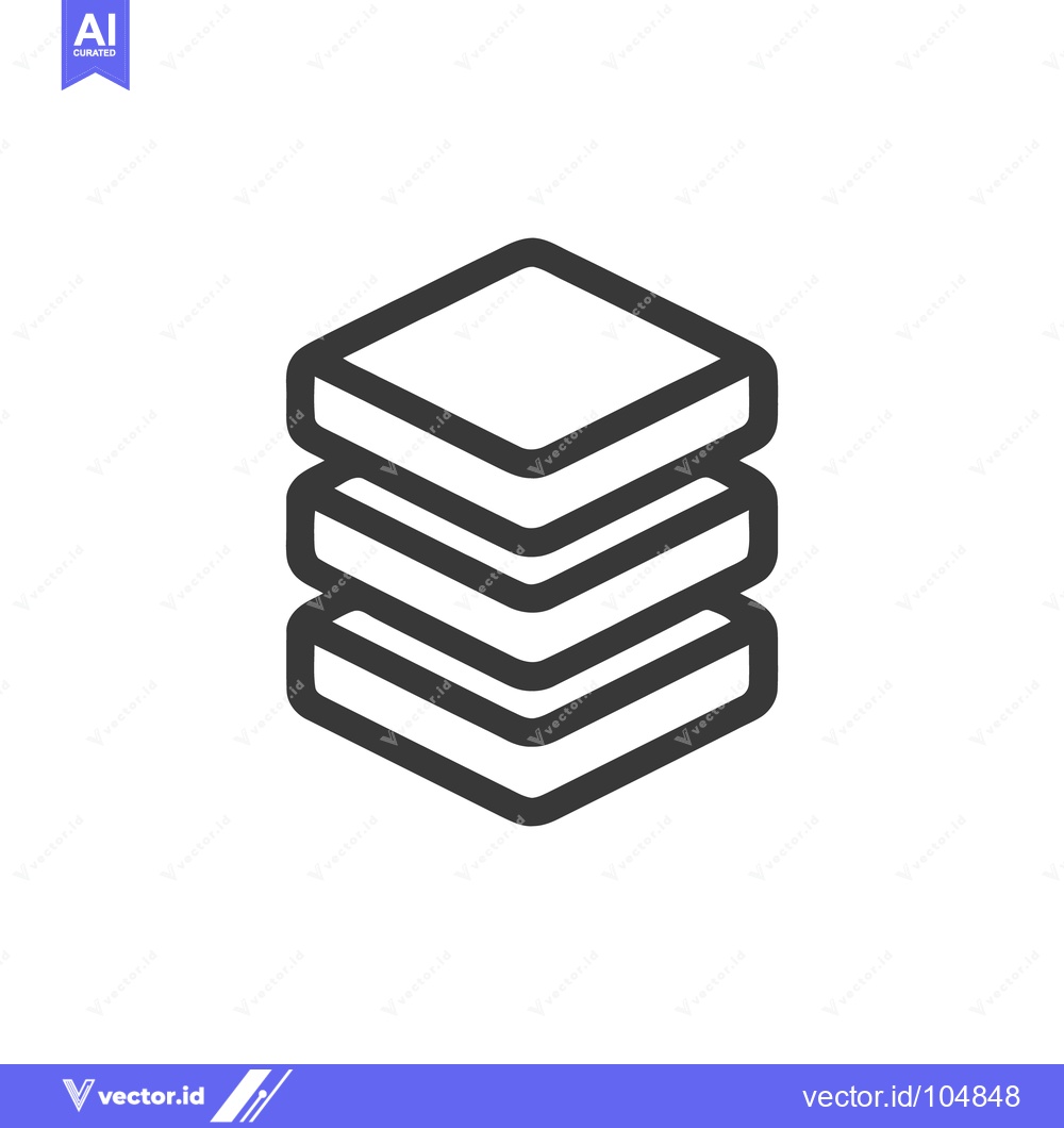 Premium Vector dari Stacked Layers Icon: Isometric Design with Rounded Corners and Bold Ou