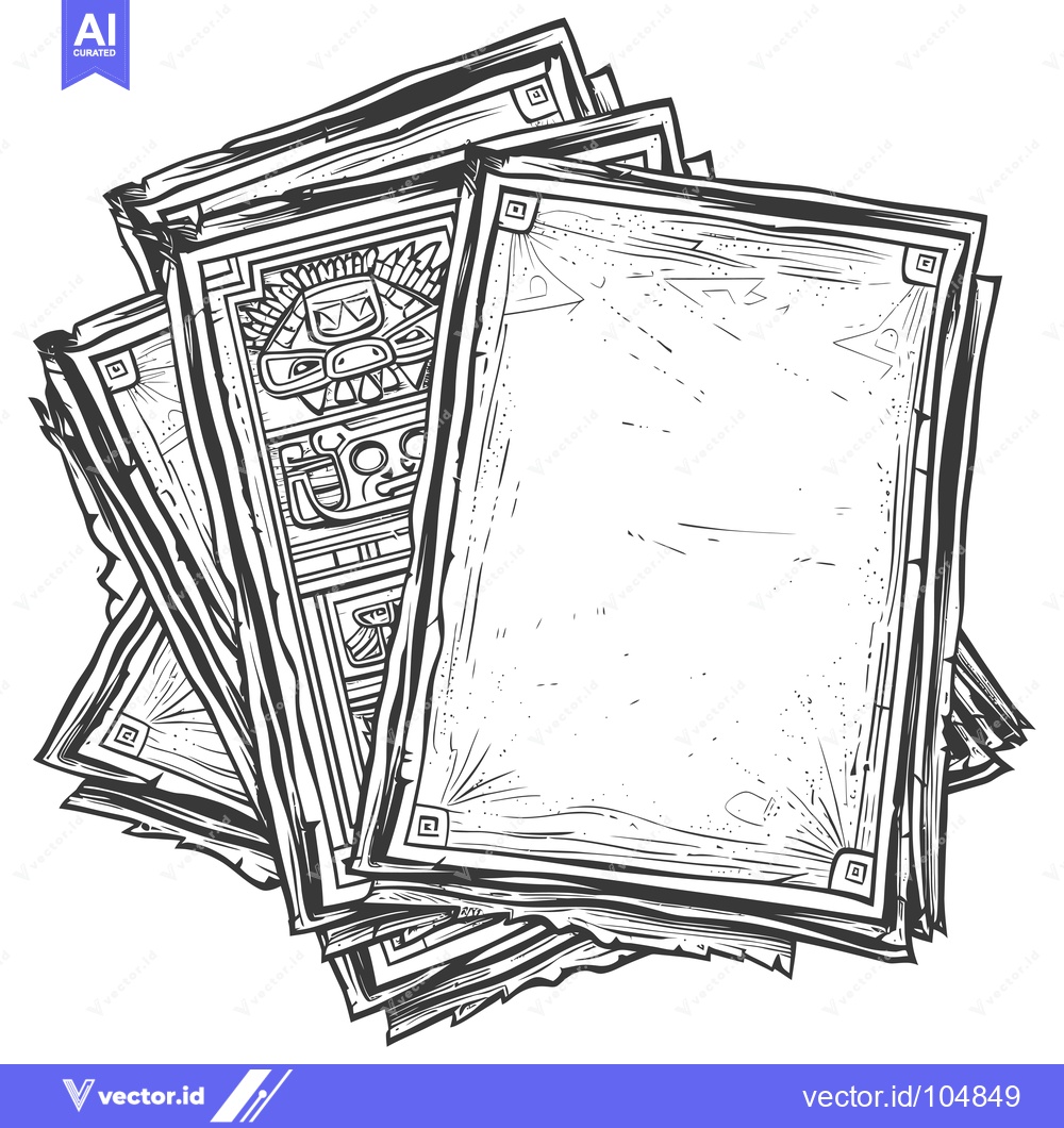 Premium Vector of Stack of Ancient Textured Books with Intricate Carvings