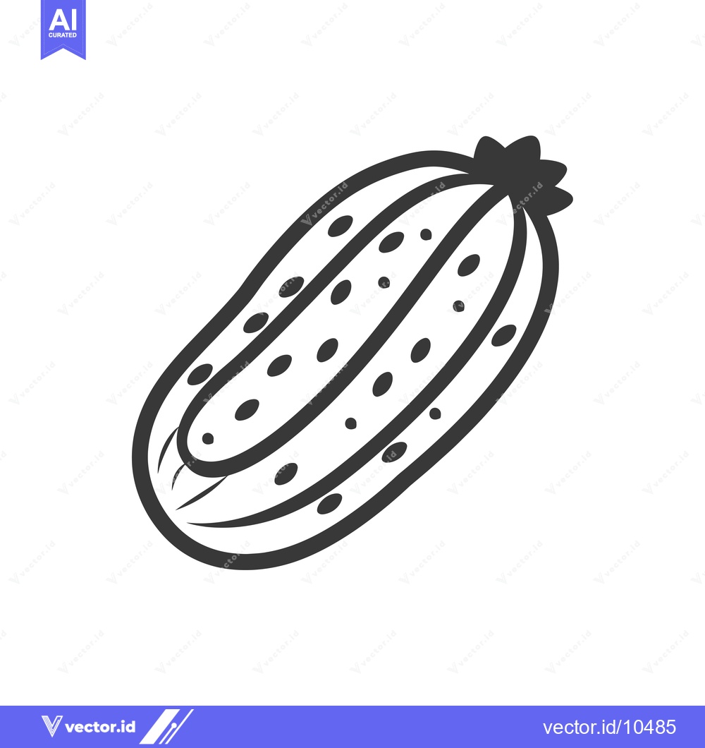 Premium Vector dari A Black and White Line Drawing of a Cucumber