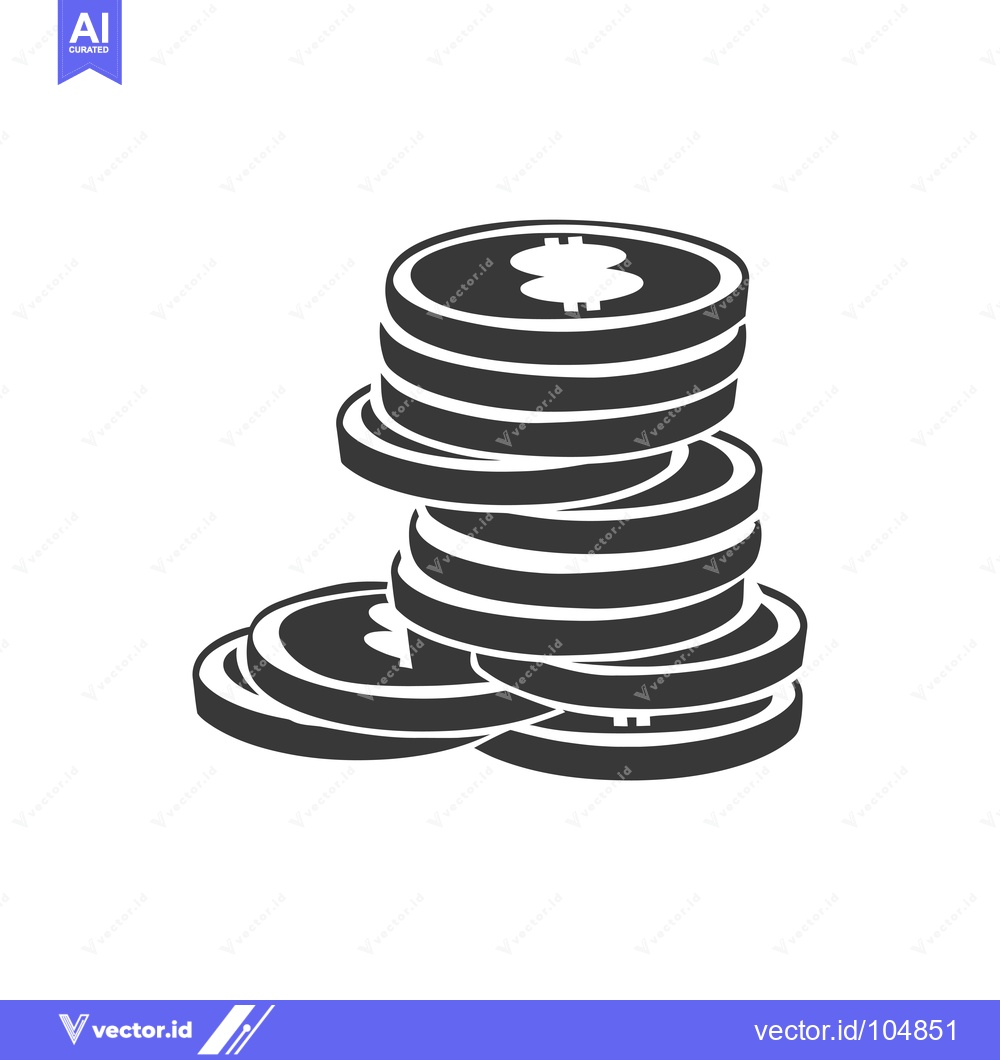 Premium Vector dari Stack of Black and White Coins with Dollar Sign