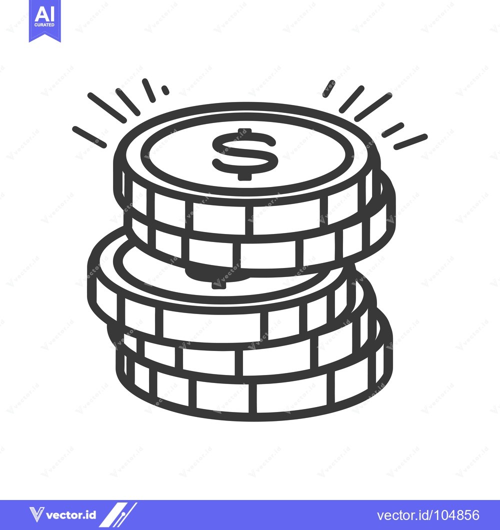 Premium Vector dari Stack of Coins with Dollar Sign and Radiating Lines