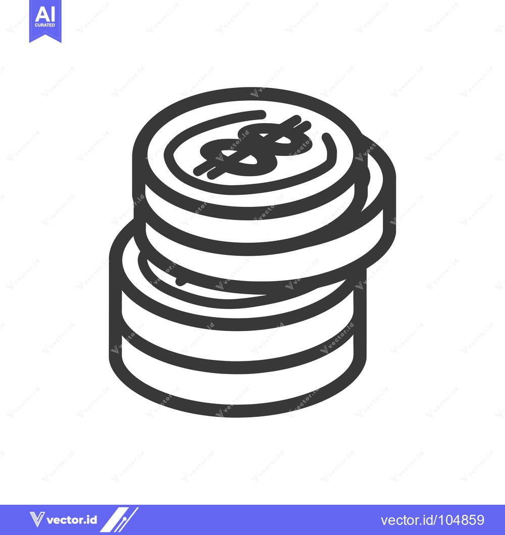Premium Vector dari Stack of Coins with Dollar Sign on Top