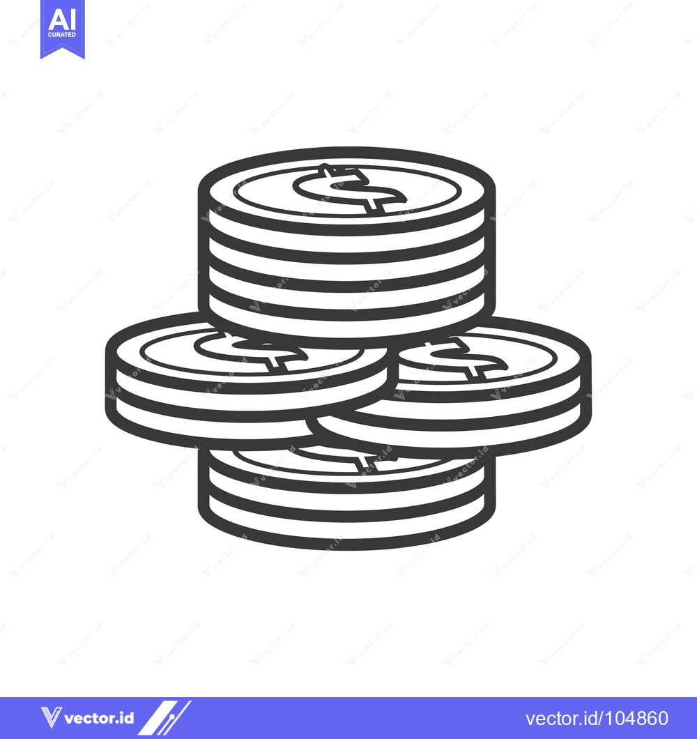 Premium Vector dari Stack of Coins with Dollar Sign on Top