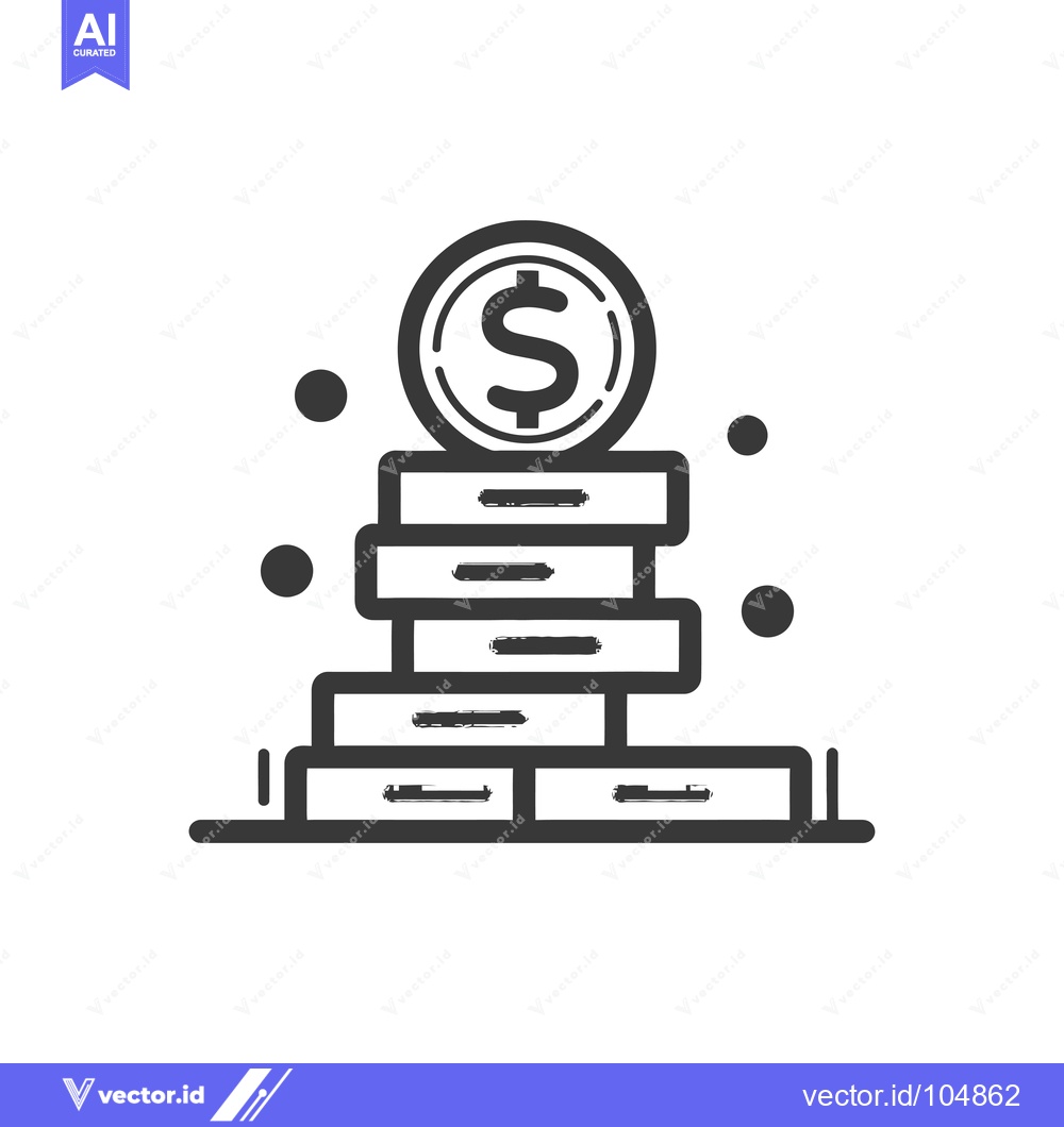 Premium Vector of Stack of Coins with Dollar Sign on Top