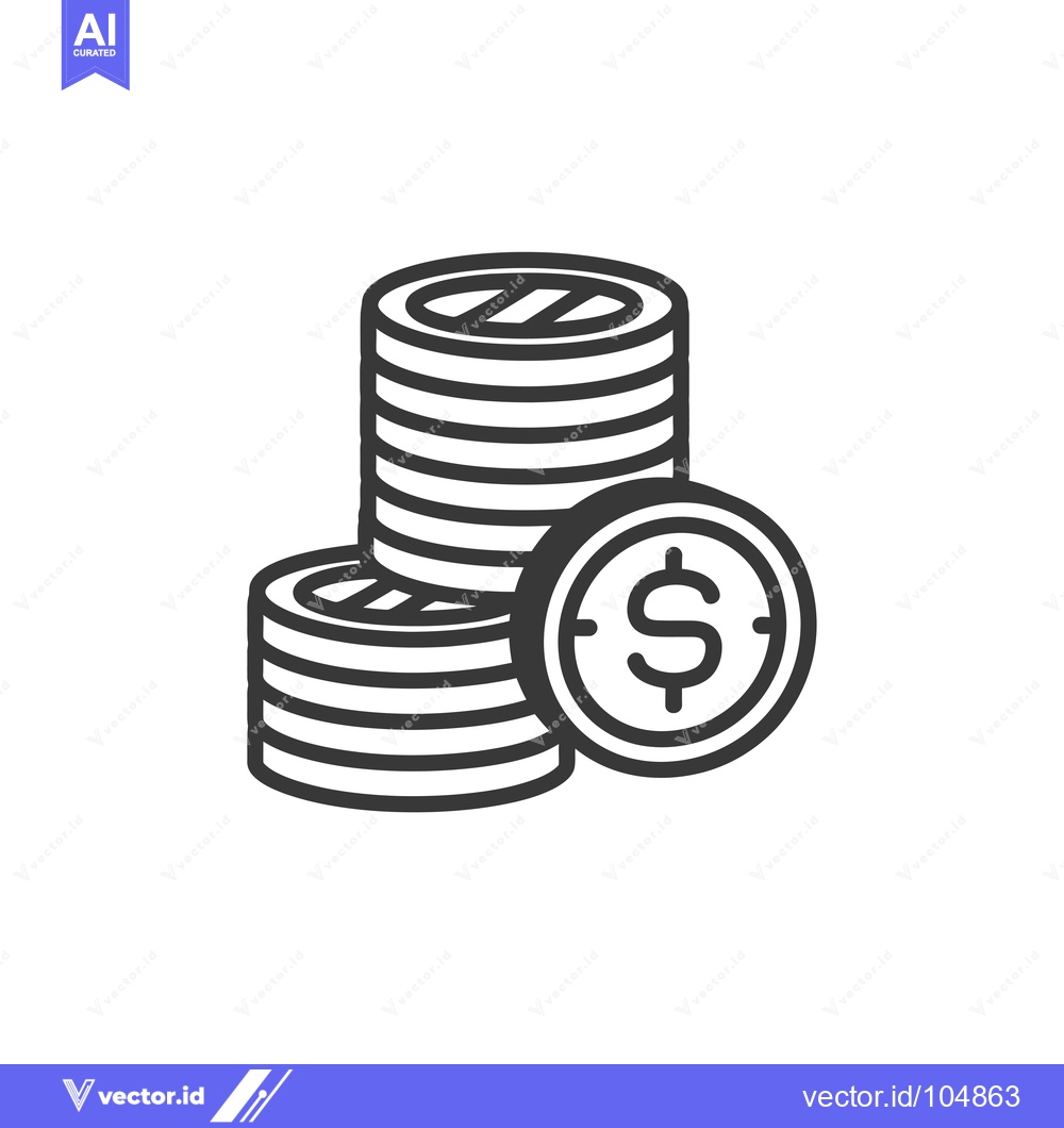 Premium Vector of Stack of Coins with Dollar Sign Outline Icon
