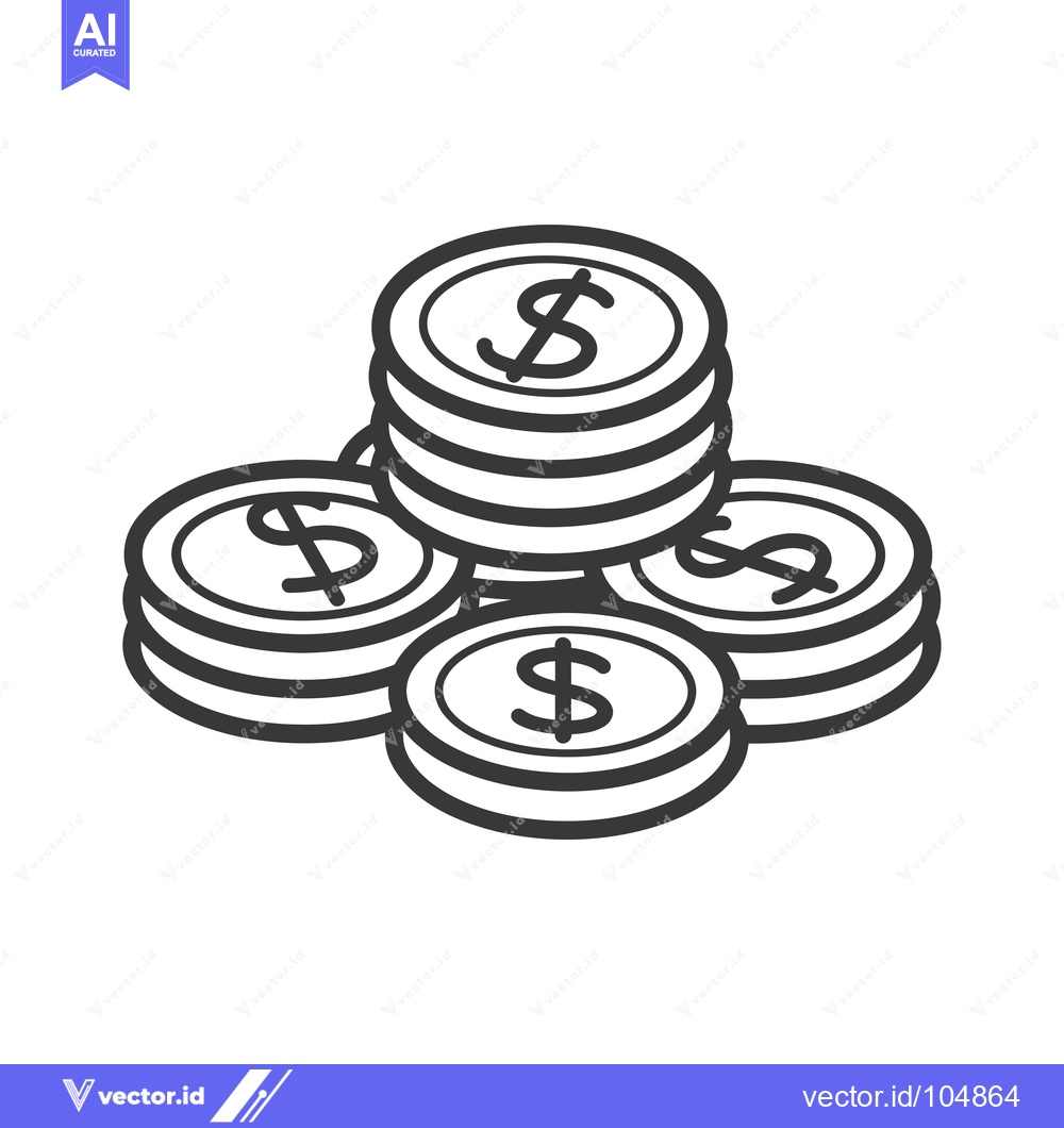 Premium Vector dari Stack of Coins with Dollar Sign Symbol