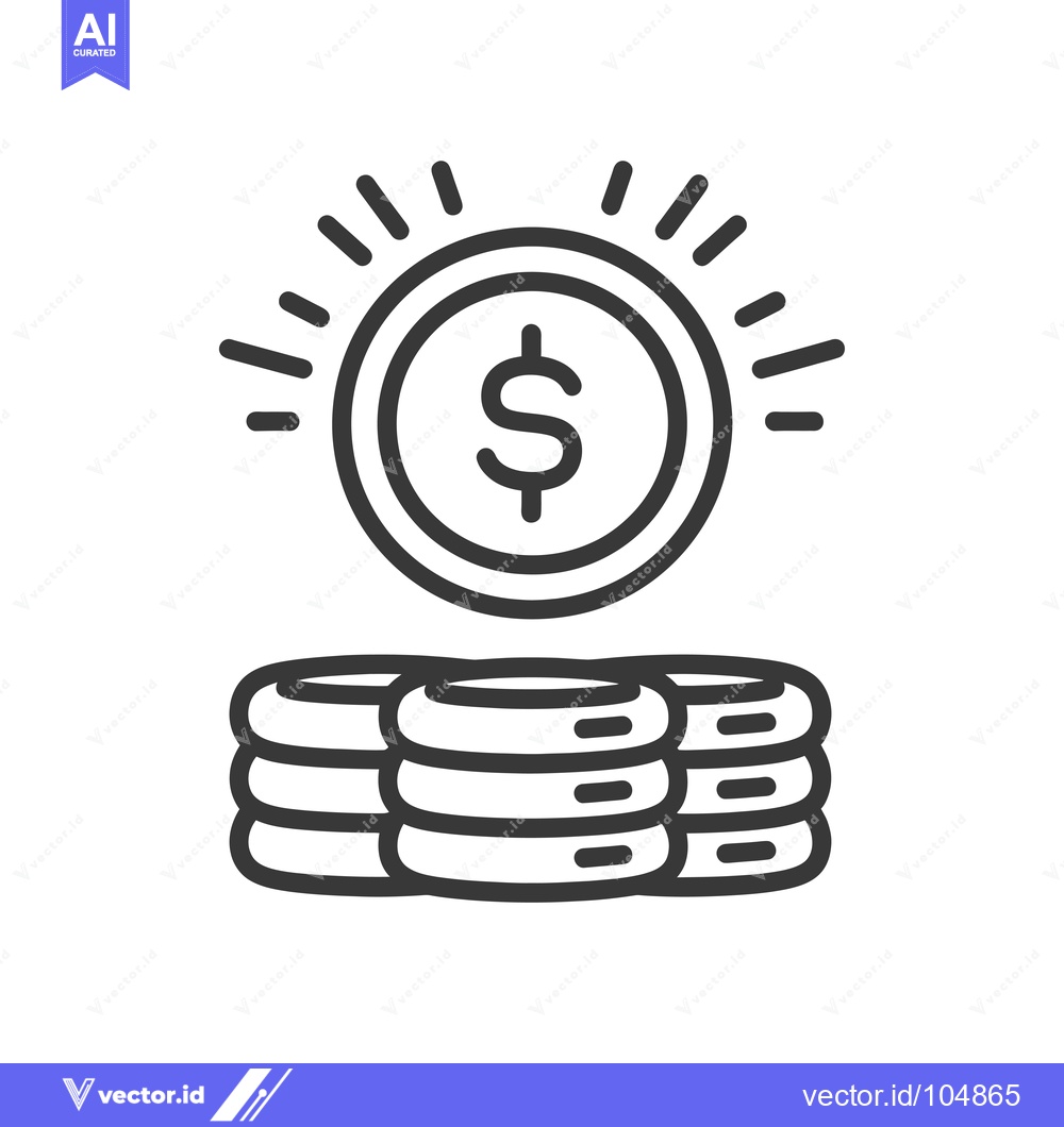 Premium Vector dari Stack of Coins with Shining Dollar Symbol on Top