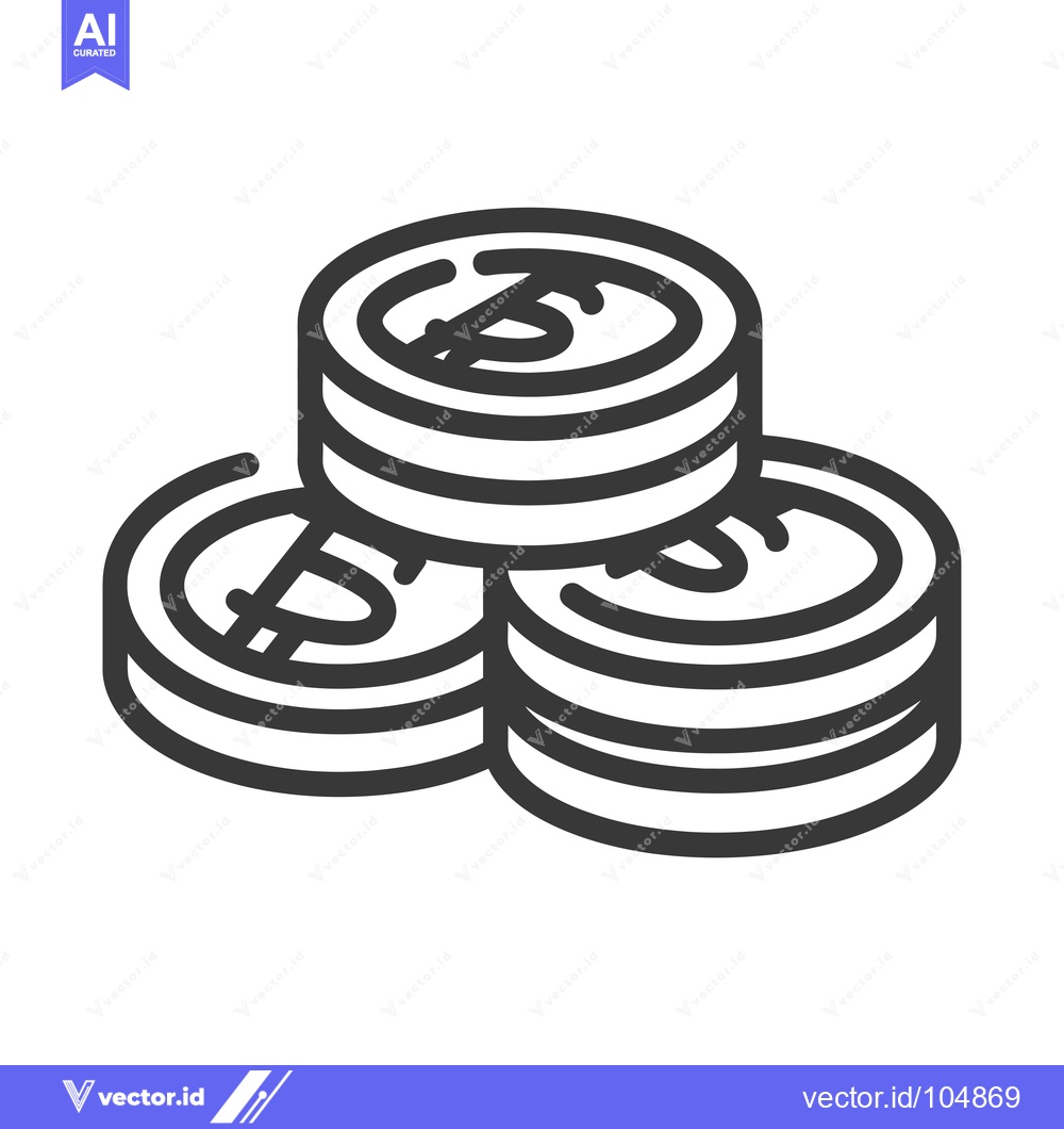 Premium Vector of Stack of Dollar Coins in Line Art
