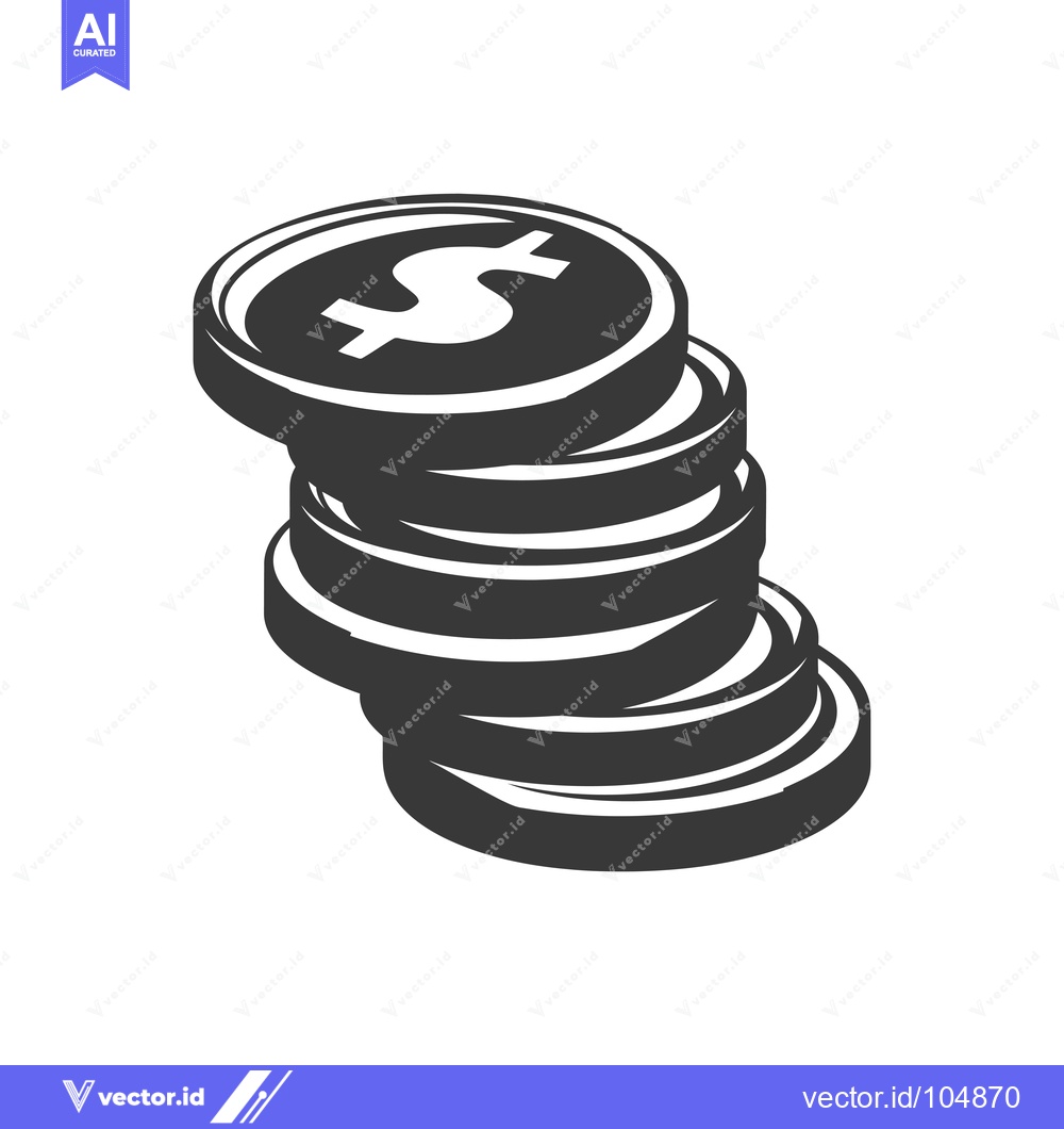 Premium Vector of Stack of Dollar Coins with a Dollar Sign on Top