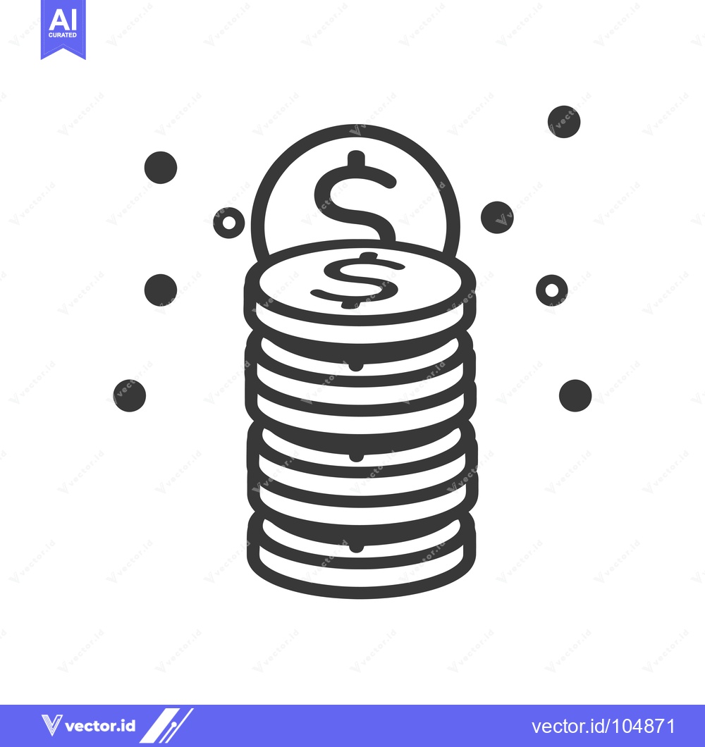 Premium Vector dari Stack of Dollar Coins with a Dollar Sign on Top