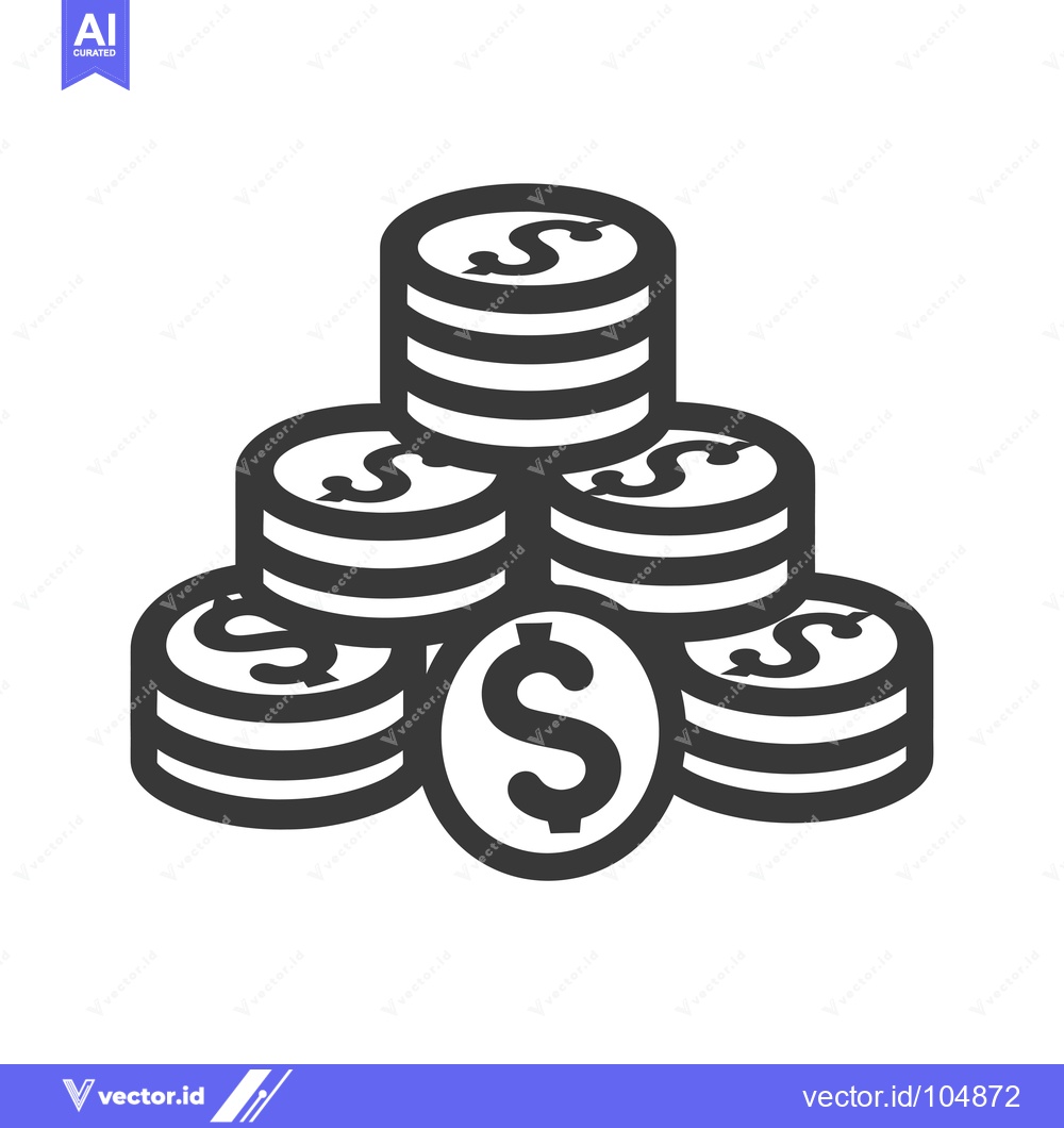 Premium Vector dari Stack of Dollar Coins with a Large Coin in the Middle