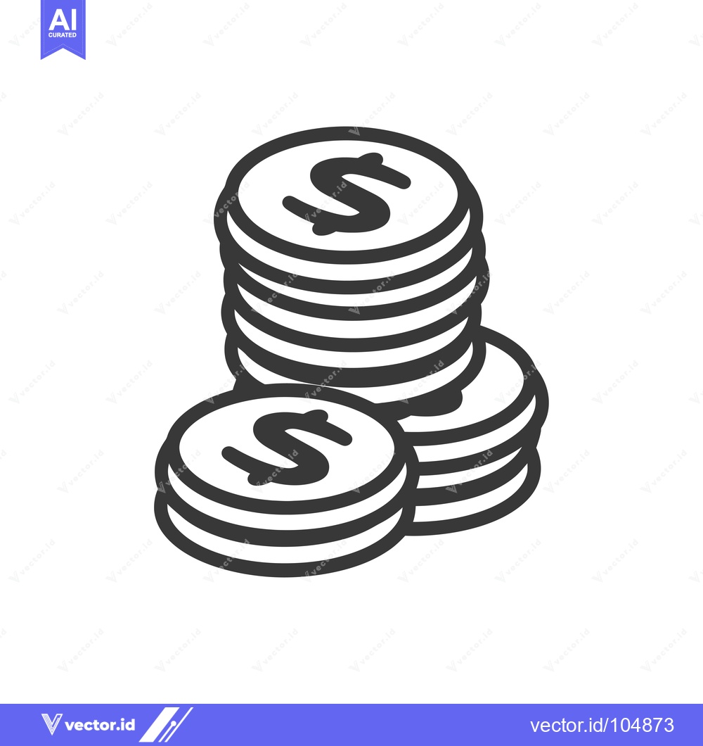 Premium Vector dari Stack of Dollar Coins with a Single Coin in Front