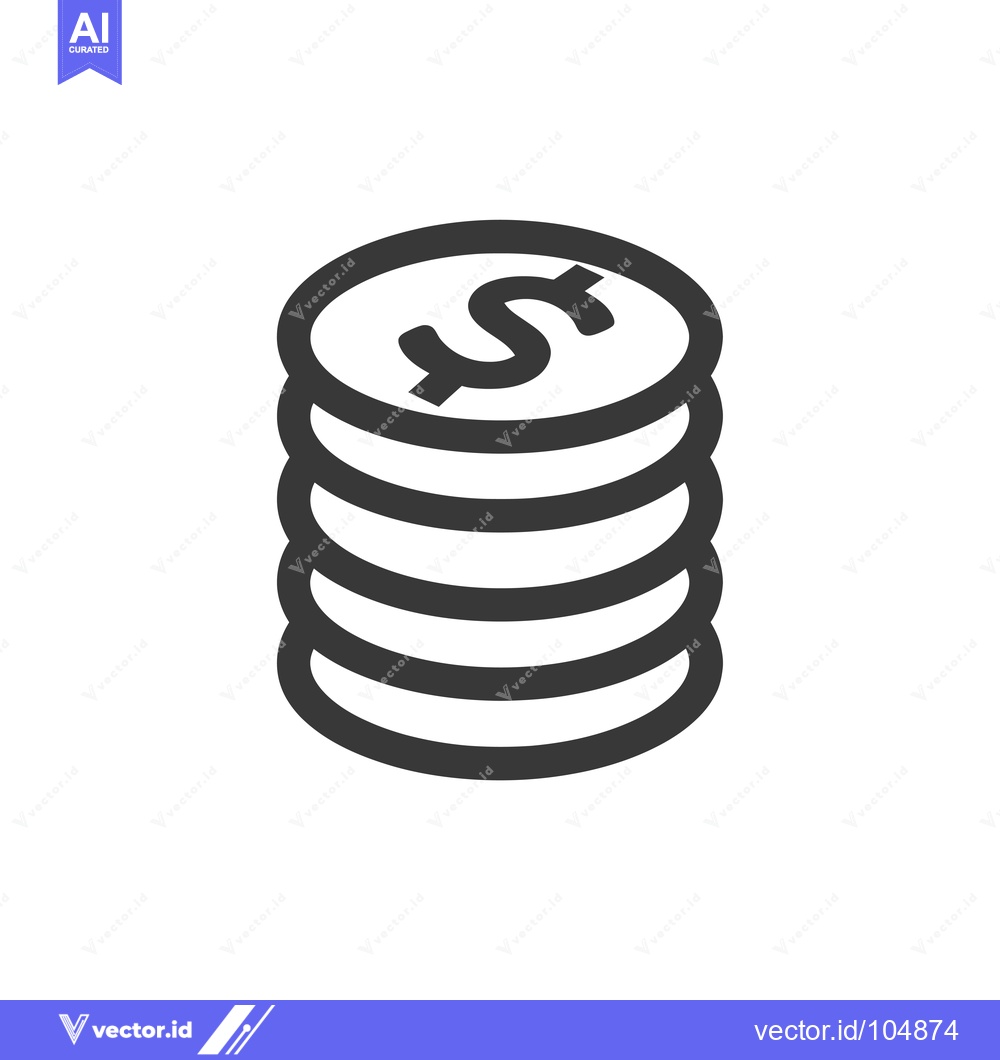 Premium Vector dari Stack of Dollar Coins with Dollar Sign Icon