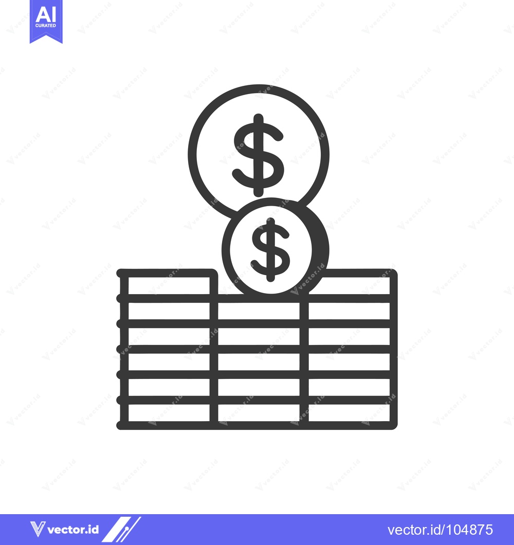 Premium Vector dari Stack of Dollar Coins with Dollar Sign Symbol