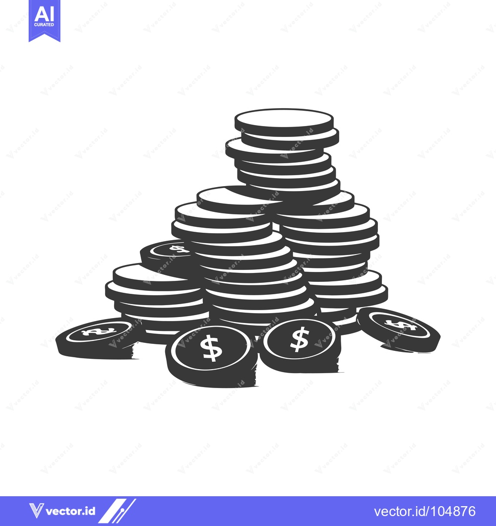 Premium Vector dari Stack of Dollar Coins with Scattered Coins