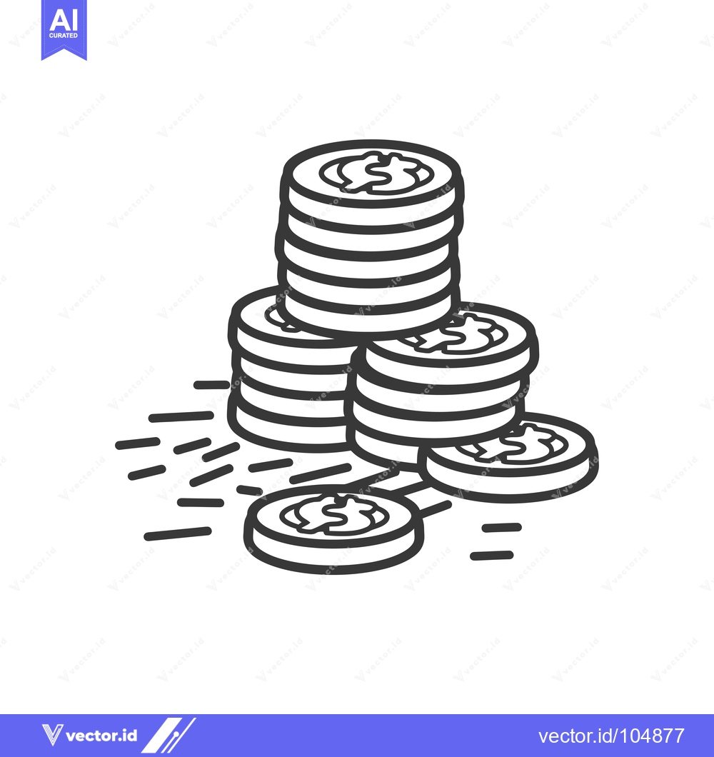 Premium Vector dari Stack of Dollar Coins with Scattered Coins