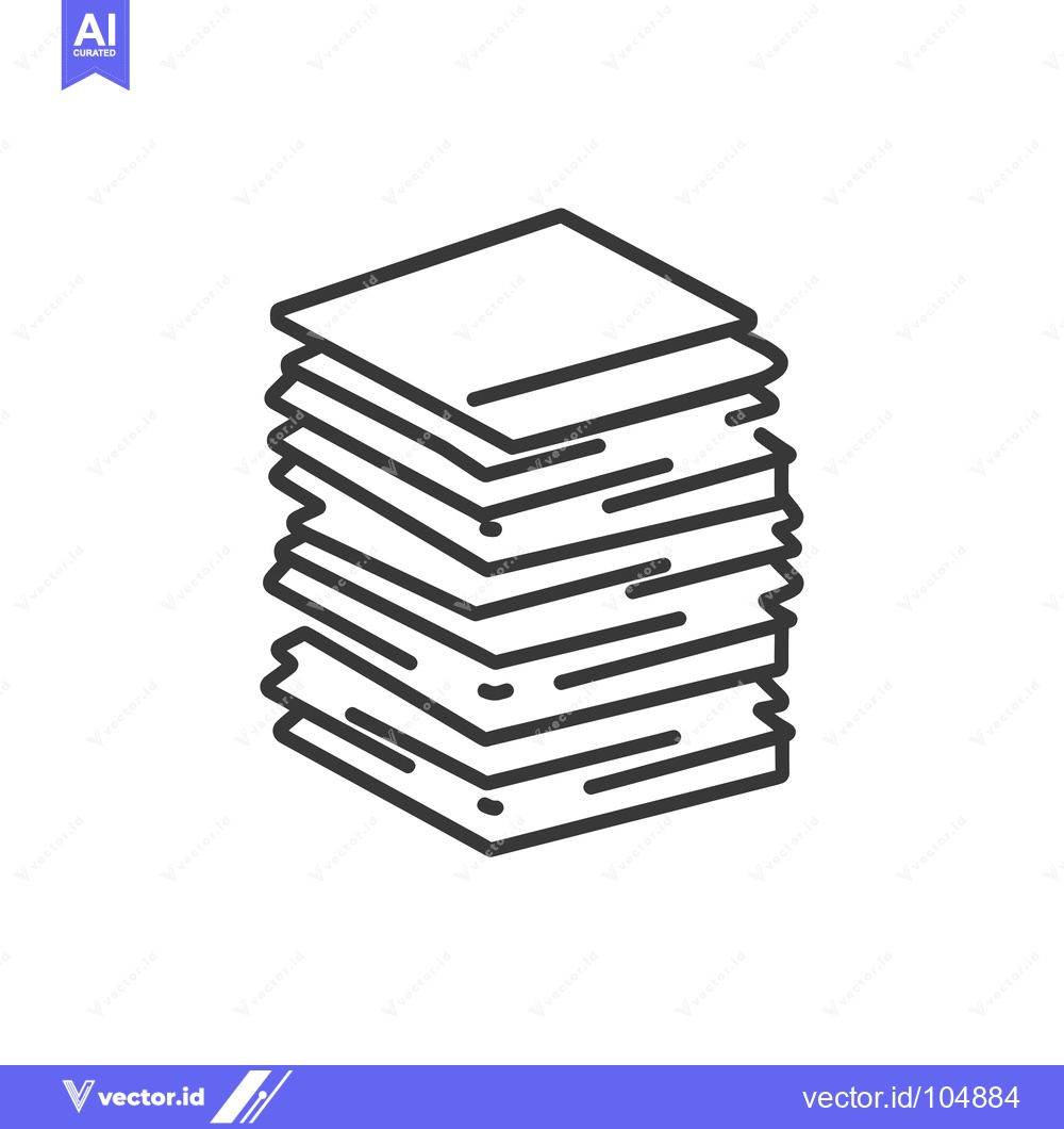 Premium Vector dari Stack of Papers in Black and White Line Art