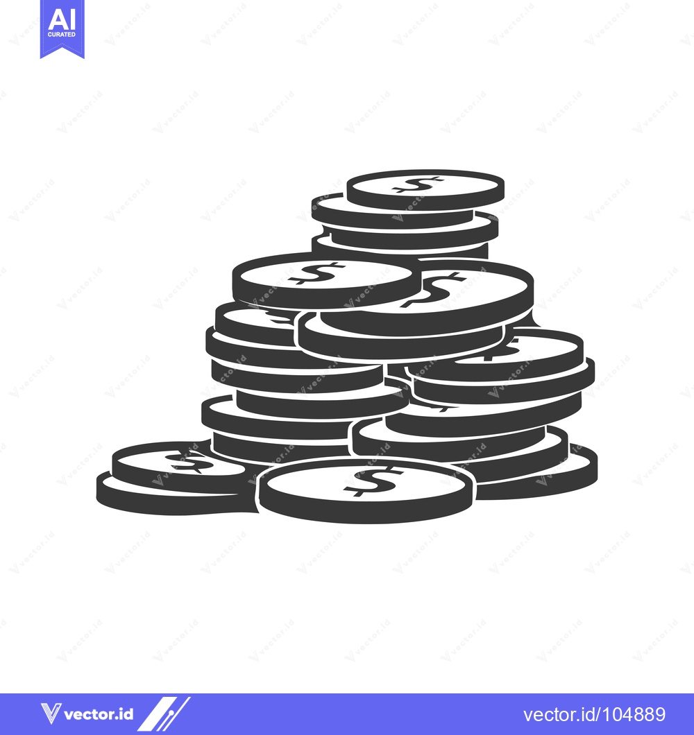 Premium Vector dari Stack of US Dollar Coins in Silhouette