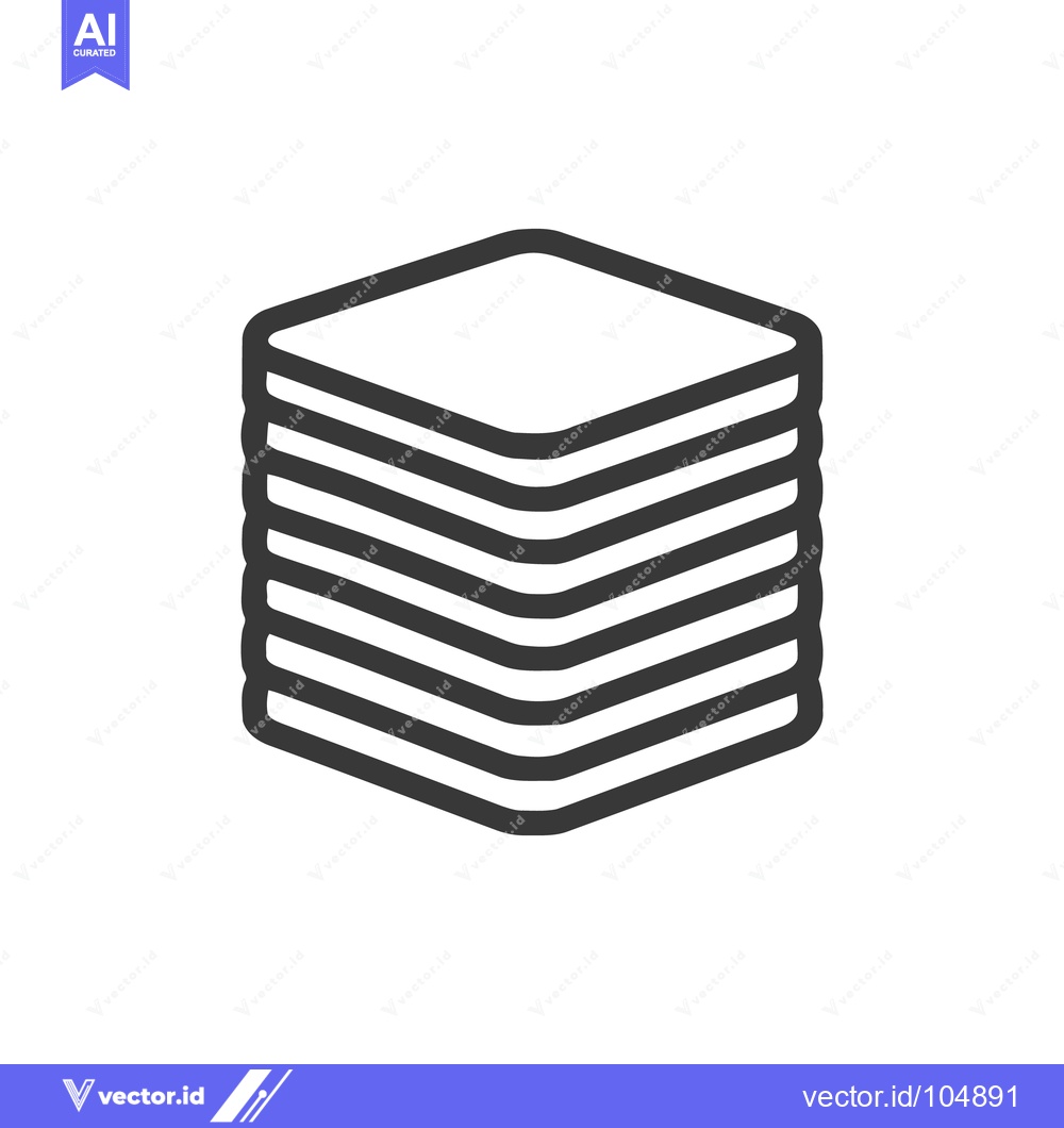 Premium Vector dari Stacked Cubes Icon: Minimalist Design with Bold Outline on White