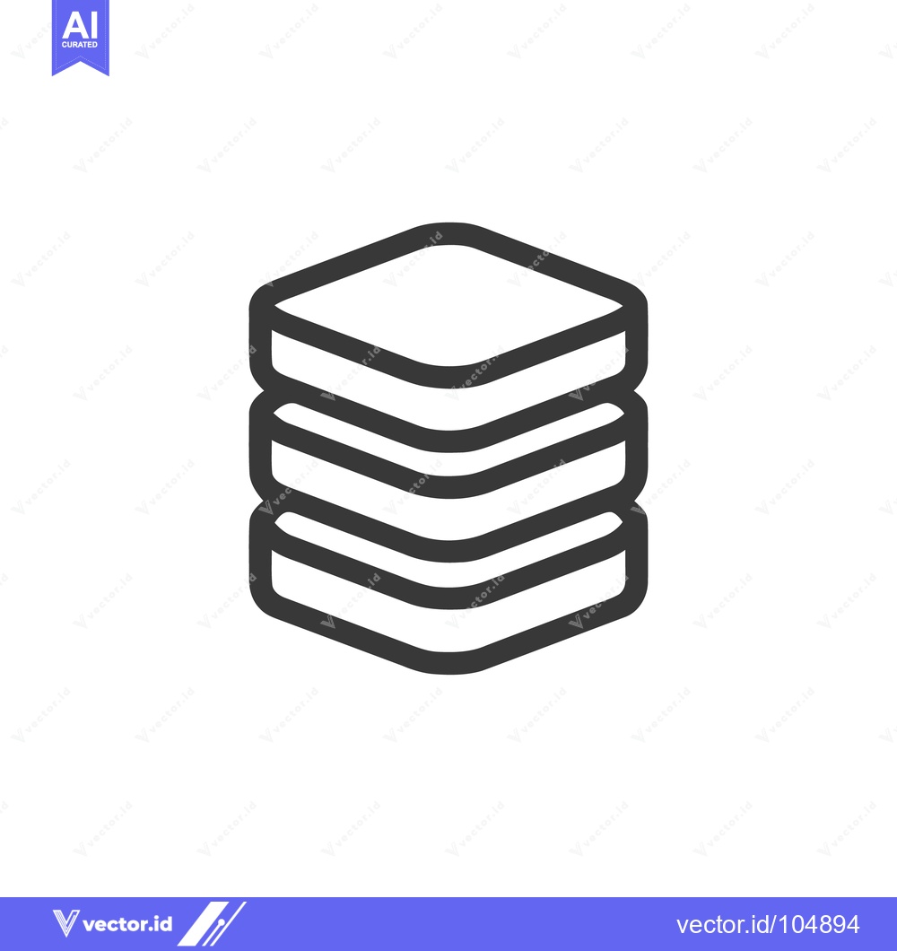 Premium Vector dari Stacked Data Layers Icon: Modern, Minimalist Design on White