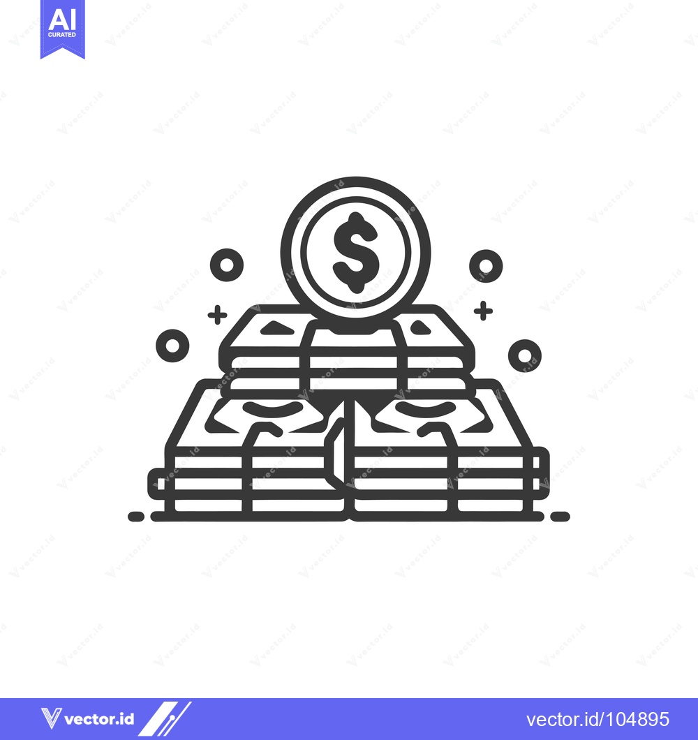 Premium Vector dari Stacks of Cash with Dollar Coin on Top