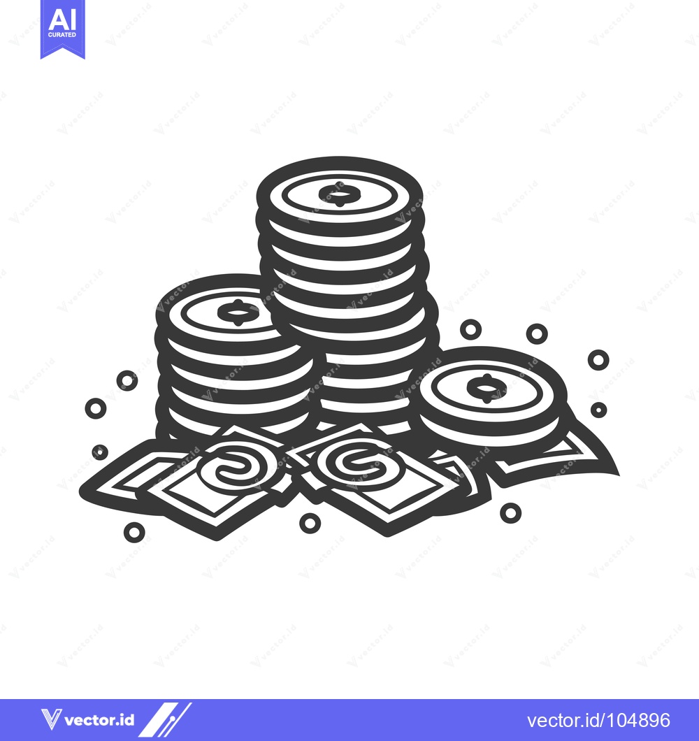 Premium Vector dari Stacks of coins and scattered banknotes
