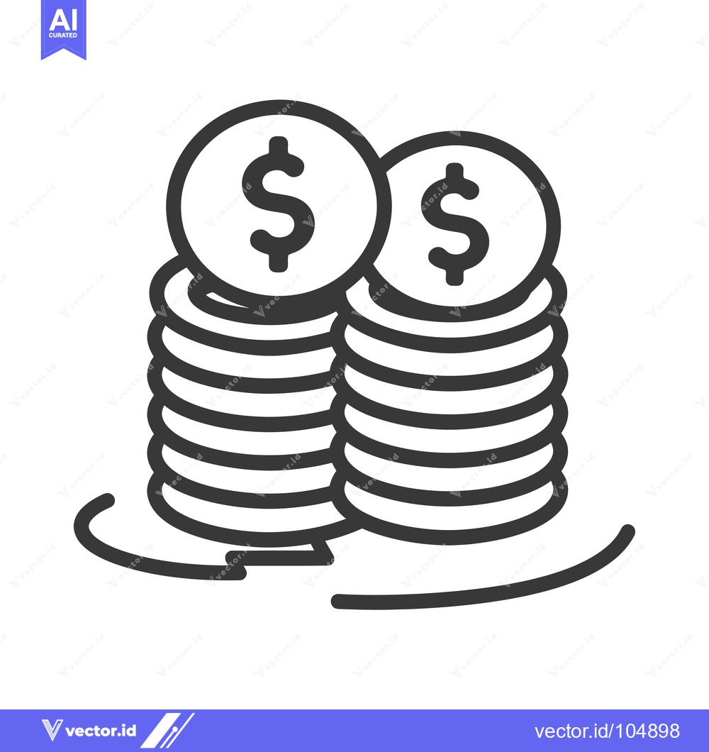 Premium Vector of Stacks of Dollar Coins with a Dollar Sign on Each Coin
