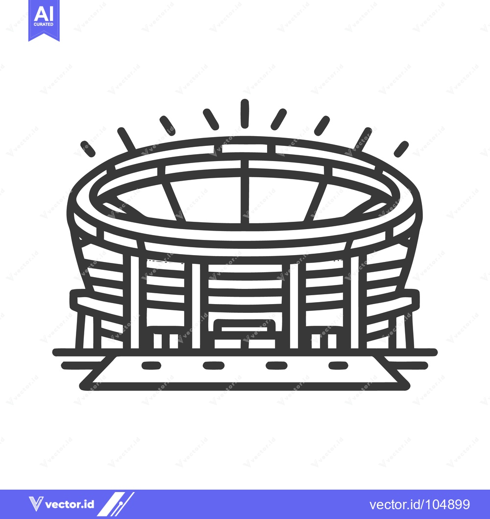 Premium Vector dari Stadium Icon: Modern Line Art of Sports Arena with Radiating Lines