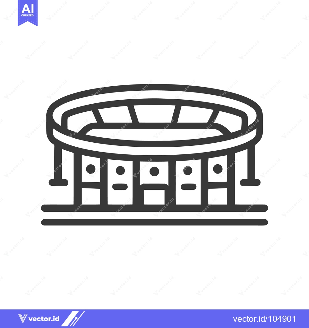 Premium Vector dari Minimalist Stadium Icon: Bold Outline Design for Sports and Events