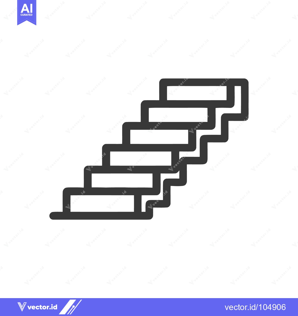 Premium Vector dari Minimalist Staircase Icon: Bold Outline on White Background, Ascending