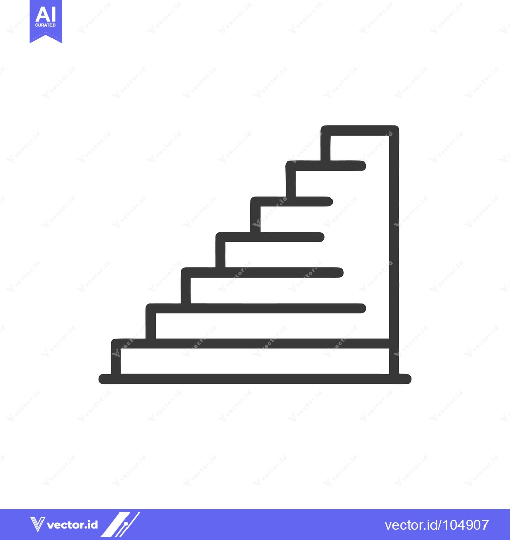 Premium Vector dari Minimalist Staircase Icon: Ascending Steps in Simple Line Art Design