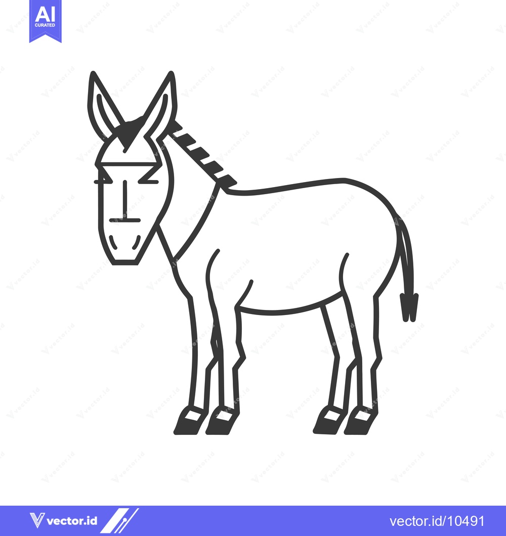 Premium Vector dari A Black and White Line Drawing of a Donkey