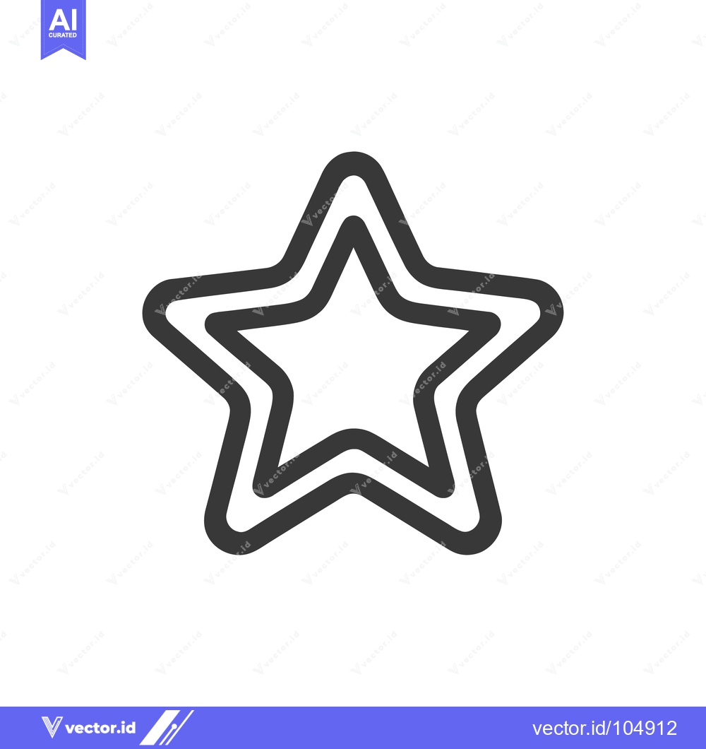 Premium Vector dari Double Outlined Star Icon, Simple Black Shape on White Background, Vec