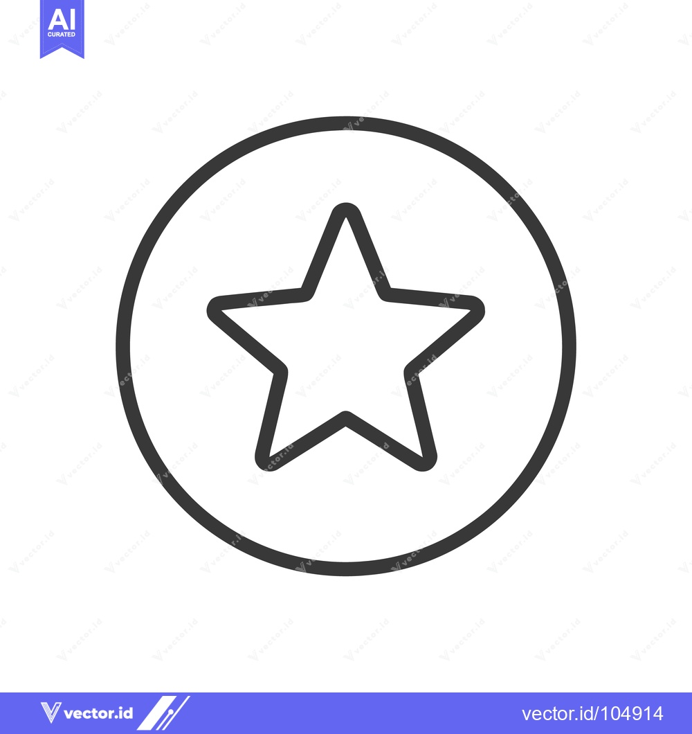 Premium Vector dari Simple Star Icon Inside Circle, Black Outline on White Background