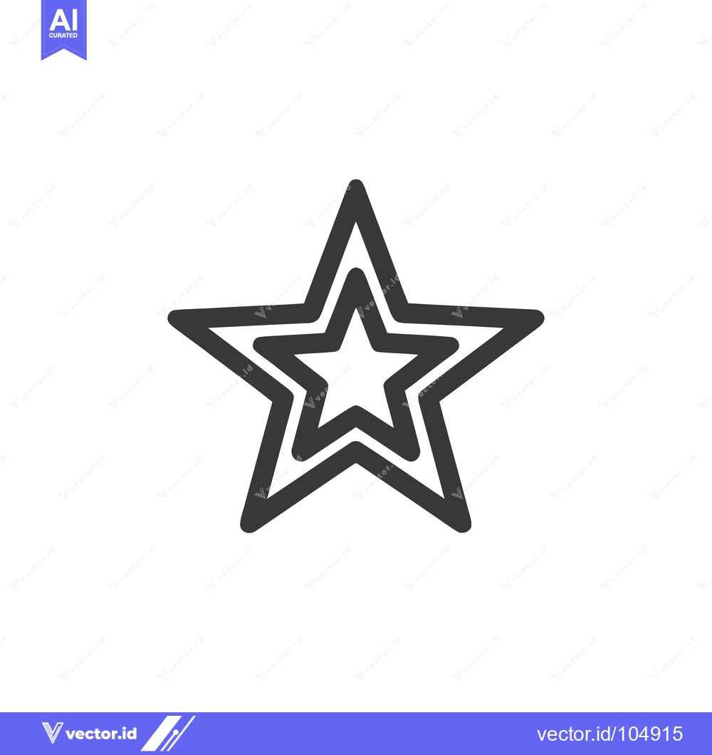 Premium Vector dari Nested Star Icon: Bold Outline, Geometric Design on White