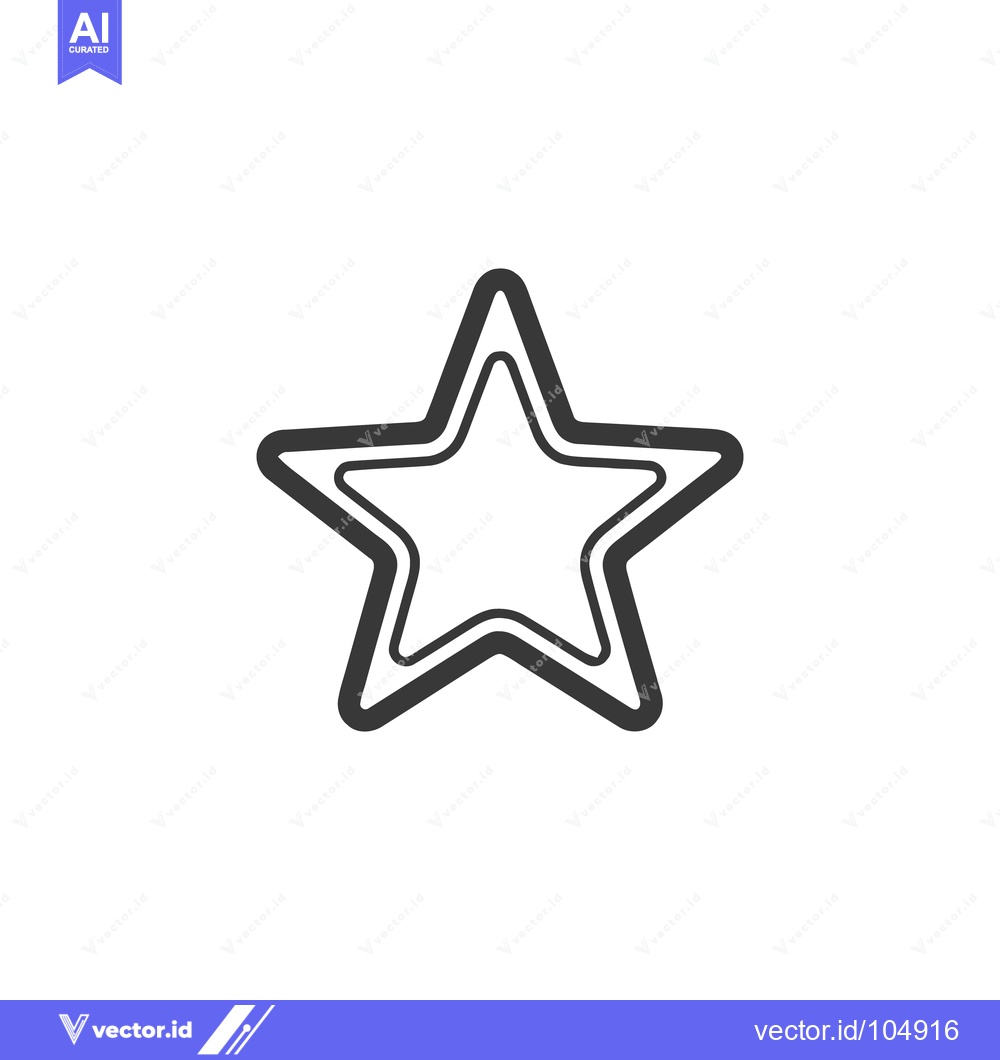 Premium Vector dari Minimalist Star Icon: Double-Lined, Gray Silhouette on White Backgroun