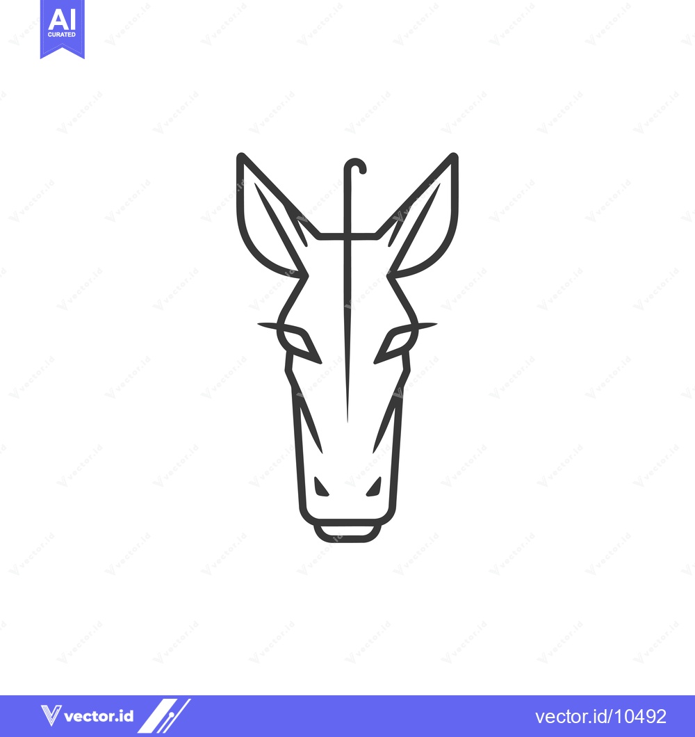 Premium Vector of A Black and White Line Drawing of a Donkey Head with a Hook
