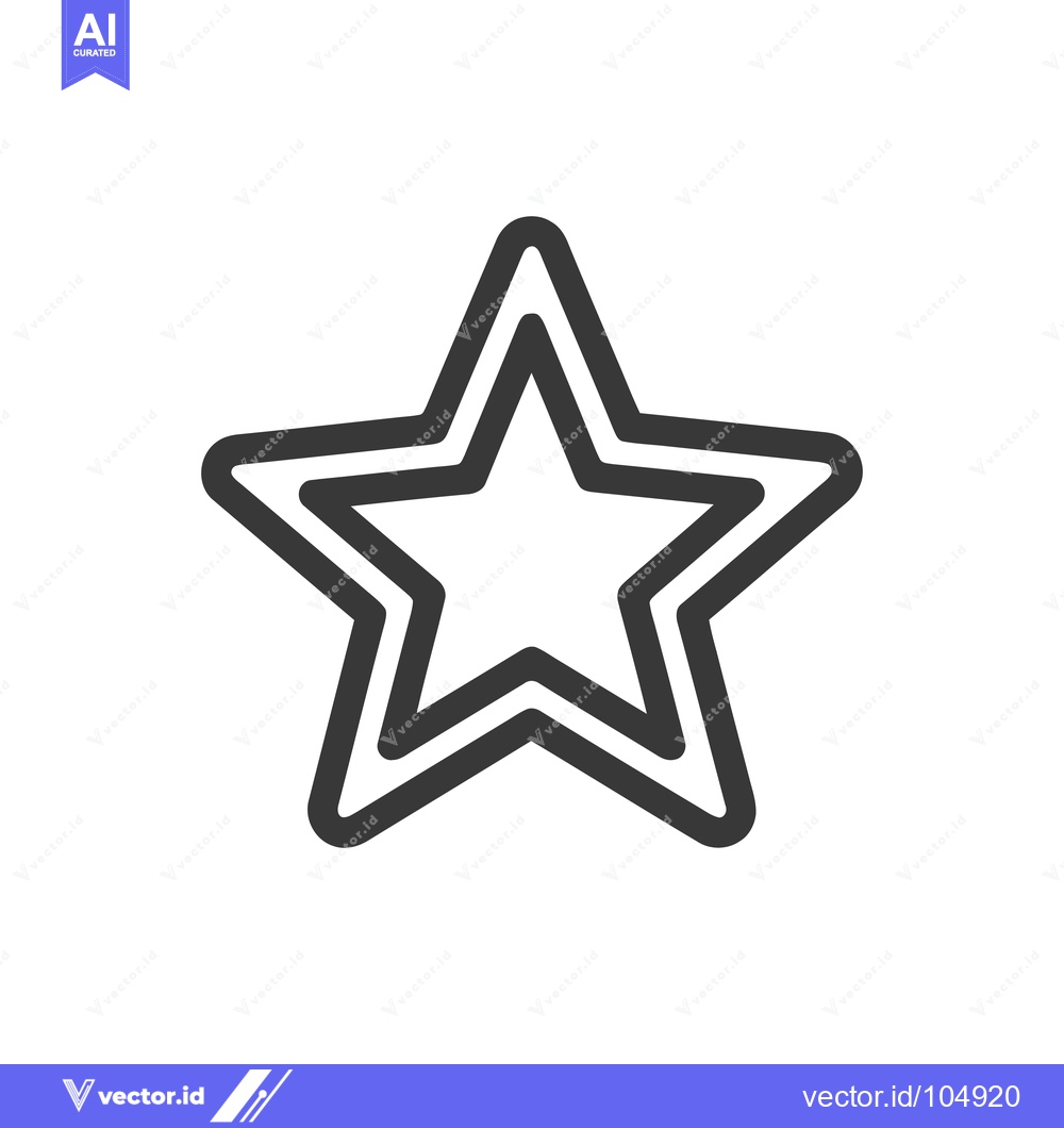 Premium Vector of Double Outlined Star Icon on White Background, Simple and Modern Desig