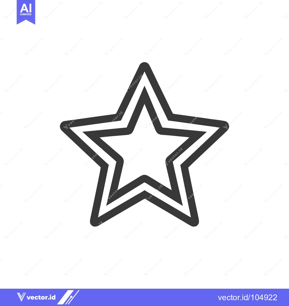 Premium Vector dari Double Outlined Star Icon on White Background, Simple Design