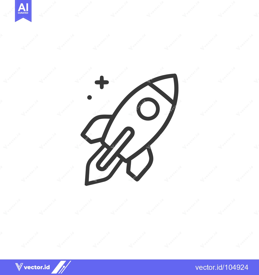 Premium Vector dari Minimalist Rocket Launching Icon with Stars on White Background
