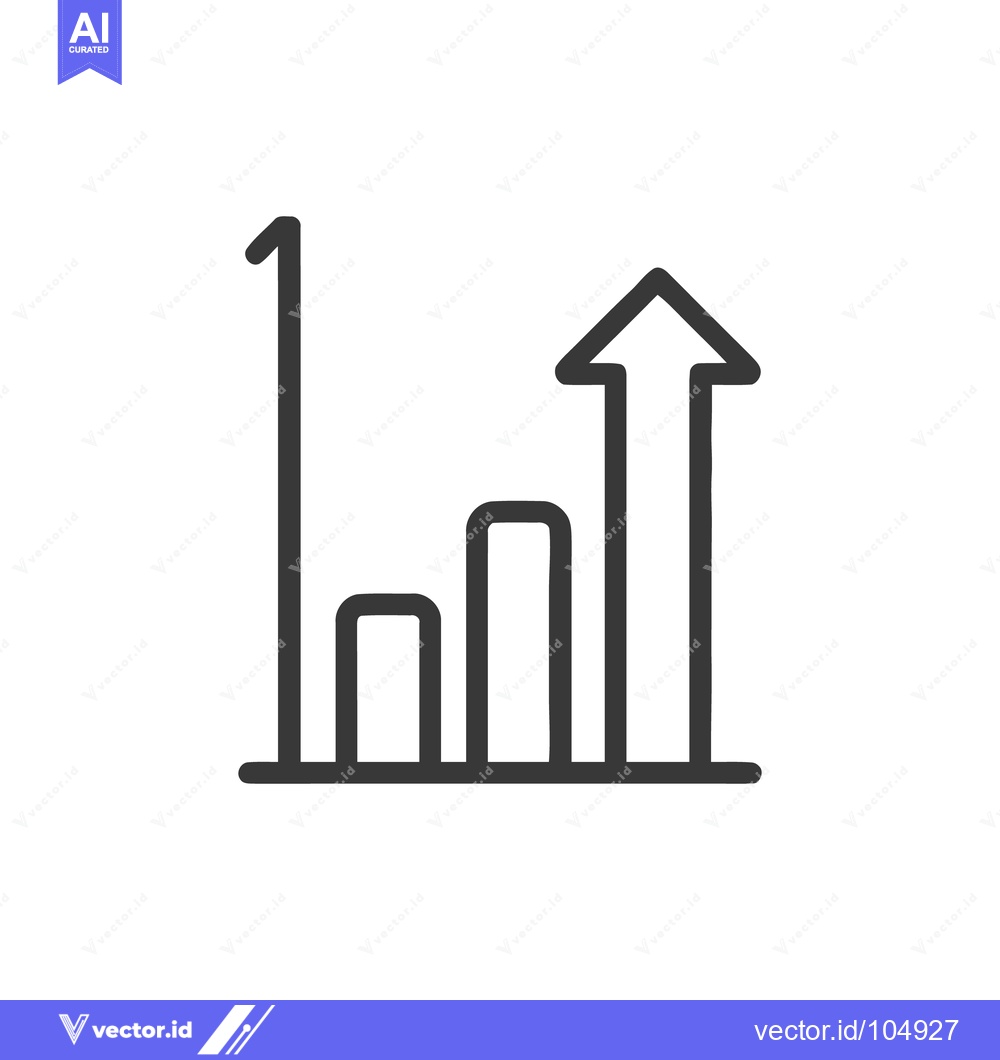 Premium Vector of Ascending Bar Graph Icon with Arrow, Growth and Progress Symbol