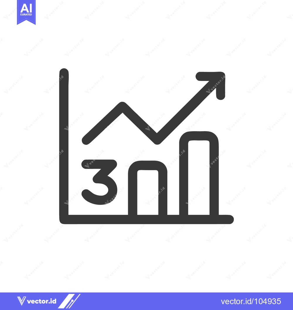 Premium Vector dari Ascending Bar Graph Icon with Arrow, Business Growth Concept, Minimali