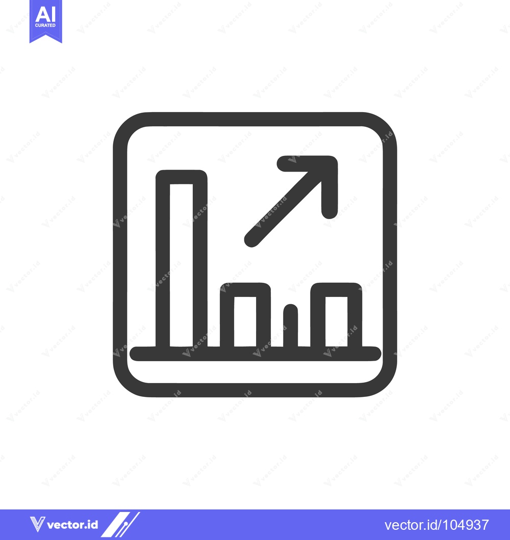 Premium Vector of Ascending Bar Graph Icon with Arrow, Business Growth Symbol, Minimalis
