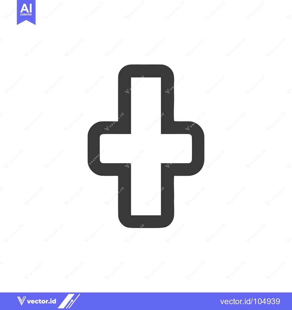 Premium Vector of Bold Gray Cross Symbol on White Background, Medical Icon, Minimalist D
