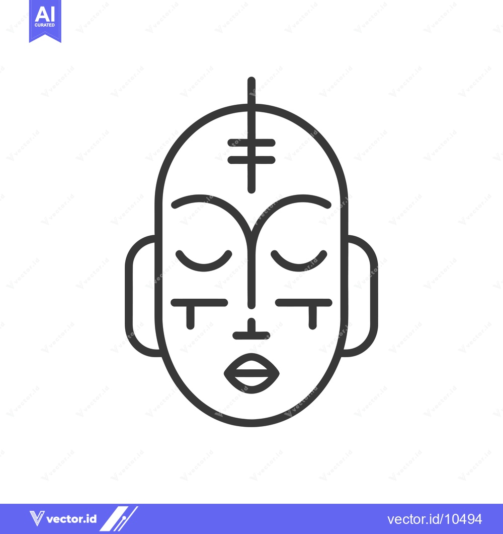 Premium Vector of A Black and White Line Drawing of a Face with Tribal Markings