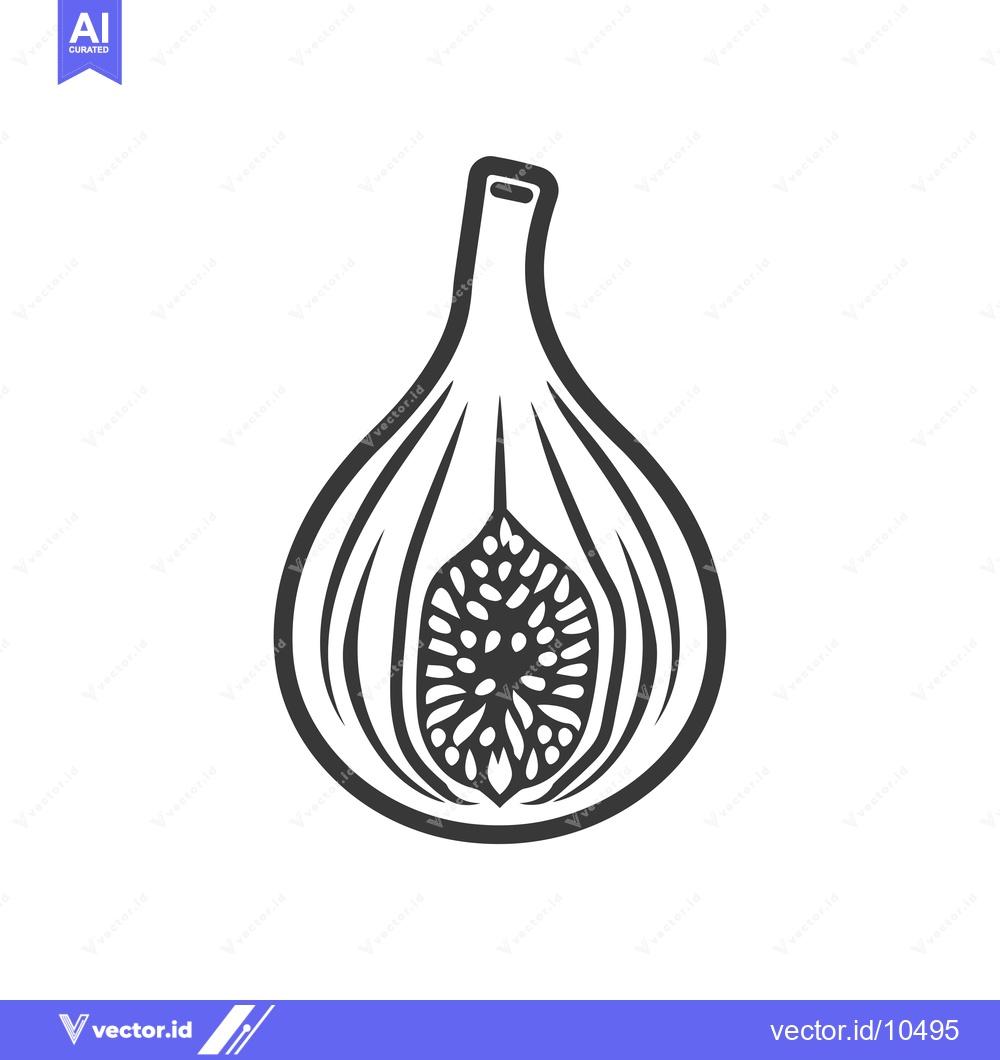 Premium Vector dari A Black and White Line Drawing of a Fig Cut in Half