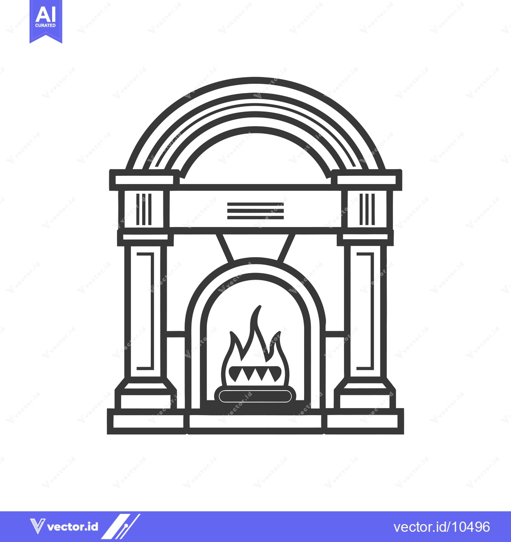 Premium Vector dari A Black and White Line Drawing of a Fireplace