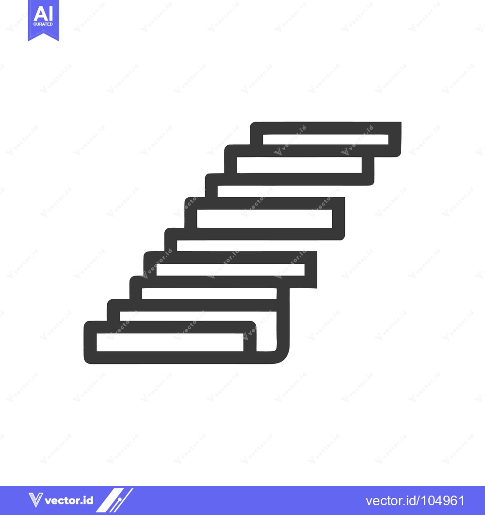 Premium Vector of Minimalist Staircase Icon: Ascending Steps in Bold Outline Design