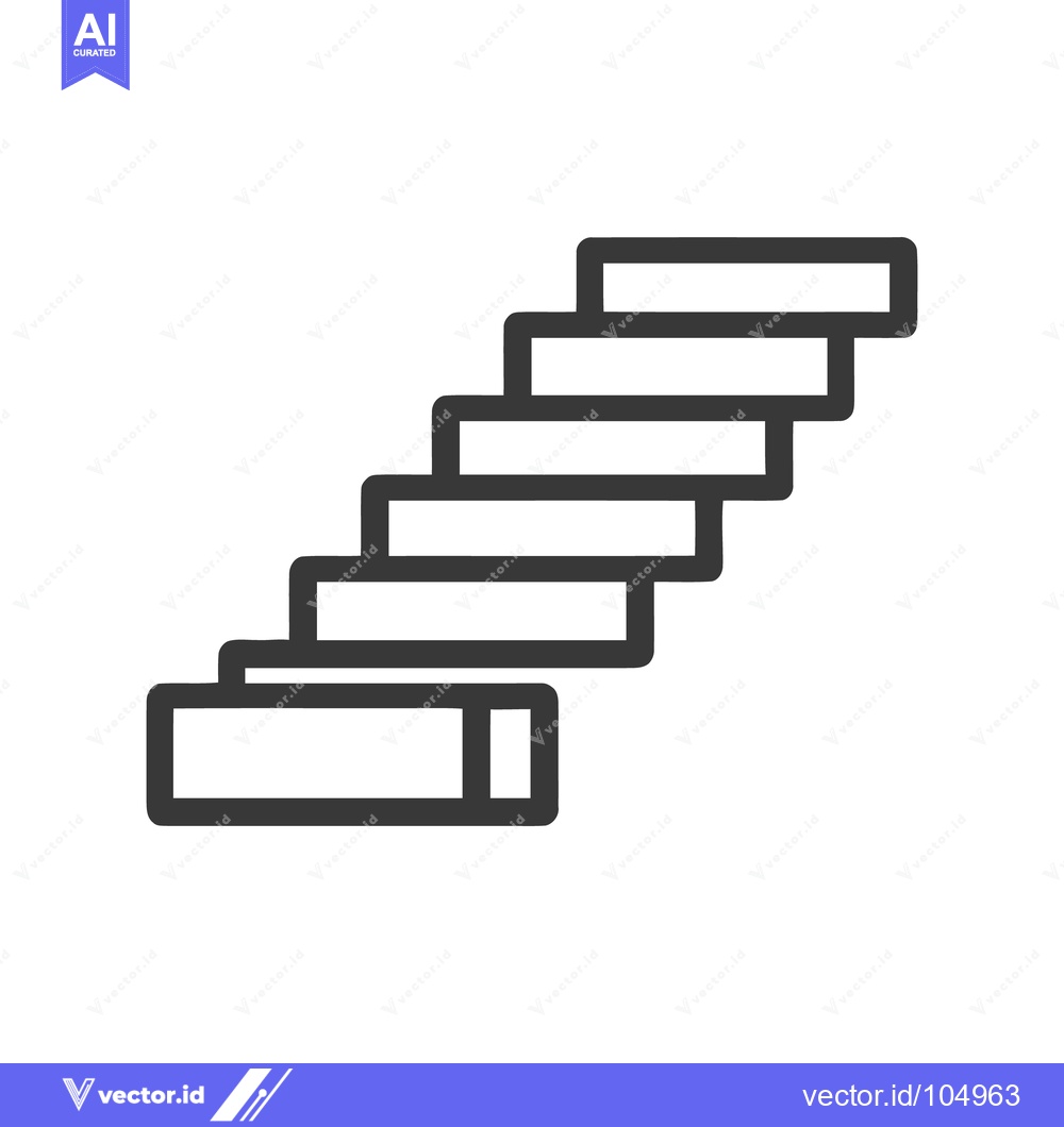 Premium Vector dari Minimalist Staircase Icon: Ascending Steps in Bold Outline Design